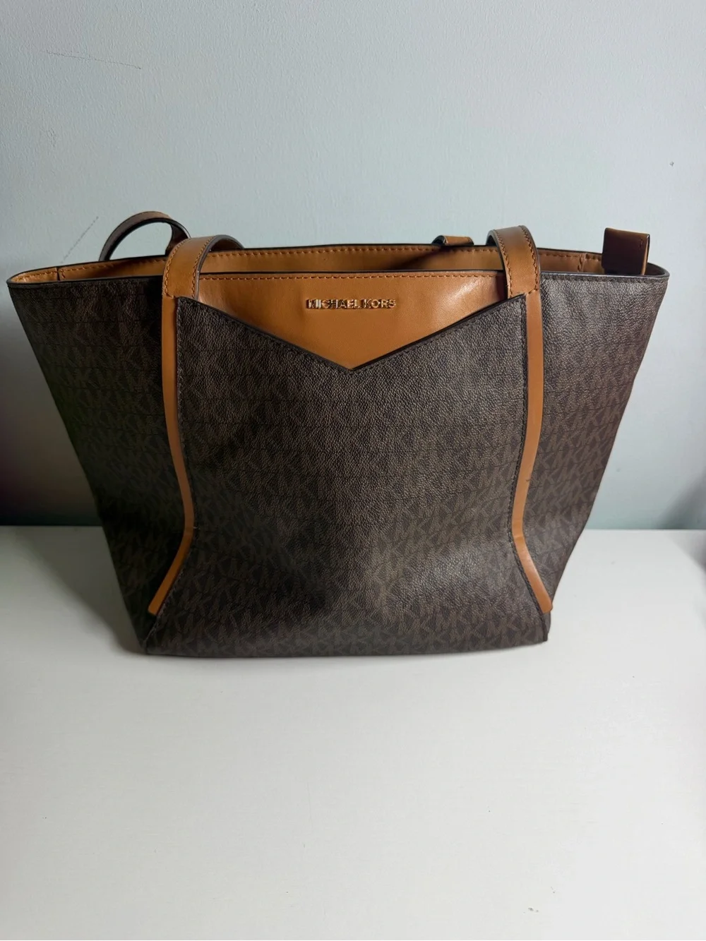 Michael Kors Brown and Tan Monogram Tote